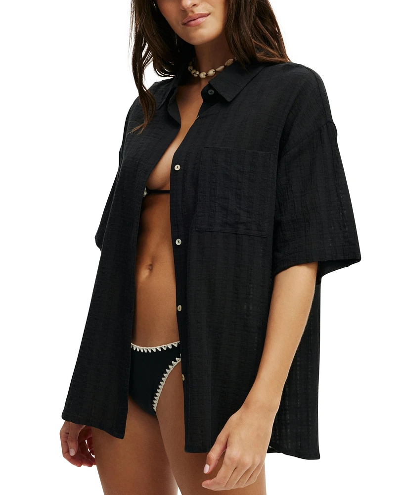 Cotton On Women's The Essential Short-Sleeve Beach Shirt