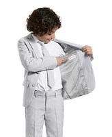 Opposuits Toddler and Little Boys Groovy Grey Slim Fit Solid Suit Including Blazer, Pants and Clip-On-Tie