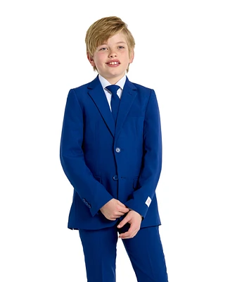 OppoSuits Teen Boys Navy Royale Slim Fit Solid Suit Including Blazer, Pants and Clip-On-Tie