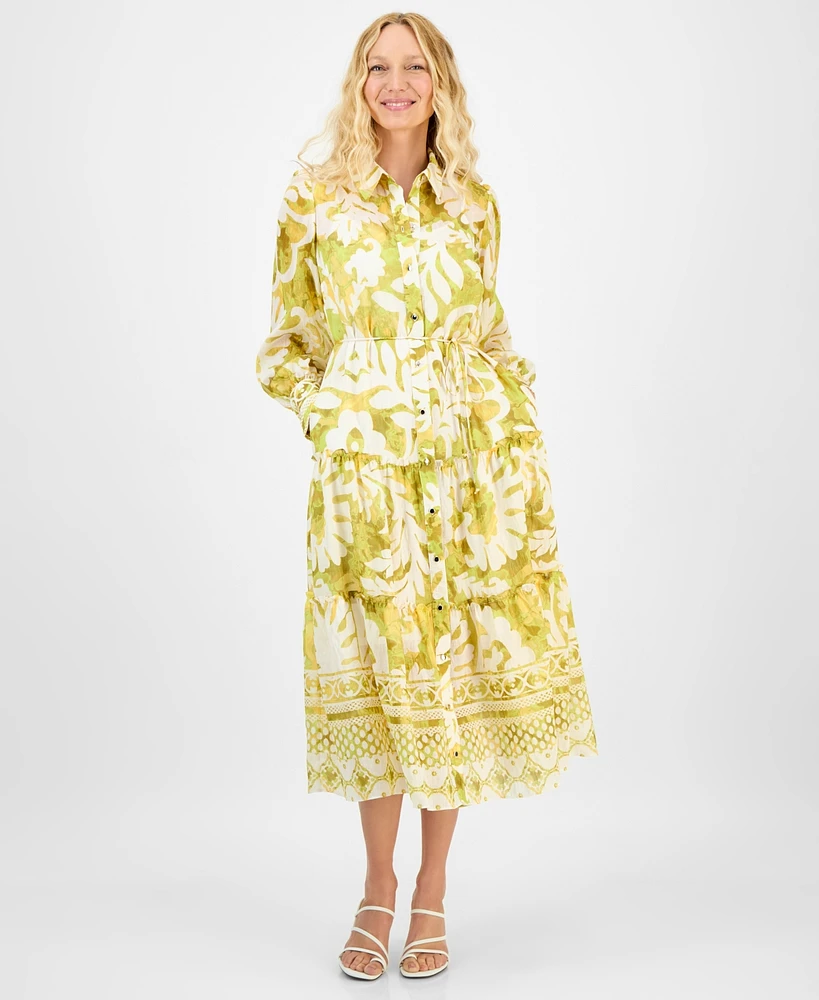 julia jordan Women's Button-Front Long-Sleeve Shirtdress