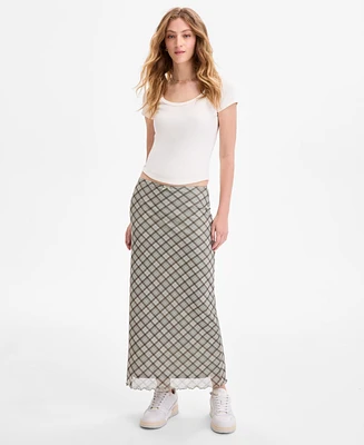 Hippie Rose Juniors' Plaid Maxi Skirt