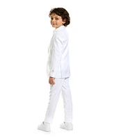 OppoSuits Boys White Knight Solid Suit Including Blazer, Pants and Clip-On-Tie