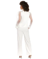 Muse Women's Bow-Button Sheer Bishop-Sleeve Blouse