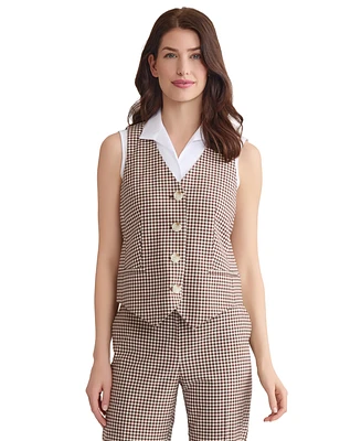 Jones New York Women's Check-Print Button-Front Vest