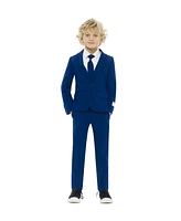 OppoSuits Boys Navy Royale Solid Slim Fit Suit Including Blazer, Pants and Clip-On-Tie