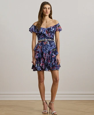 Lauren Ralph Women's Print Off-the-Shoulder Cocktail Dress