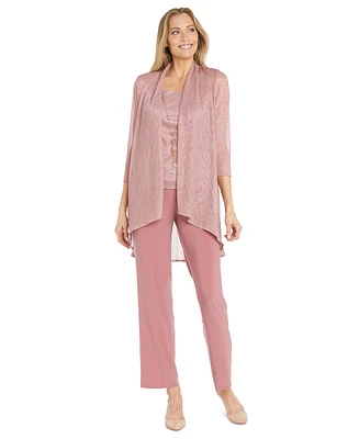 R & M Richards 3-Pc. Metallic Jacket, Necklace Top Pants Set