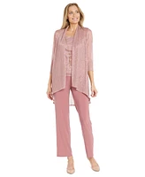 R & M Richards 3-Pc. Metallic Jacket, Necklace Top Pants Set