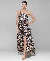 Avec Les Filles Women's Pleated Halter Maxi Dress