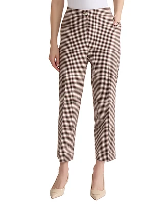 Jones New York Women's Check Print High-Rise Ankle Pants