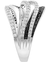 Effy Black & White Diamond Multi-Row Ring (7/8 ct. t.w.) in 14k White Gold
