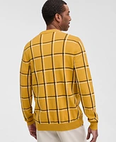 Club Room Men's Cotton Windowpane-Plaid Cardigan Sweater, Exclusively at Macy's