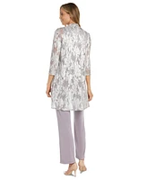 R & M Richards Women's 3-Pc. Metallic Jacquard Jacket, Tank Top Pant Set