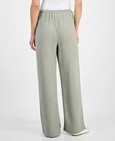 Indigo Rein Juniors' High-Rise Wide-Leg Cotton Gauze Pants