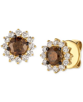 Le Vian Chocolatier Chocolate Diamond & Vanilla Diamond Stud Earrings (3/4 ct. t.w.) in 14k Yellow Gold