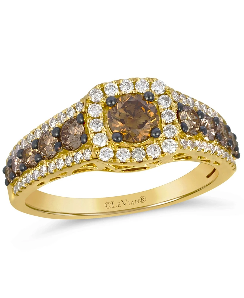 Le Vian Chocolate Diamond & Nude Diamond Halo Ring (1-1/4 ct. t.w.) in 14k Gold