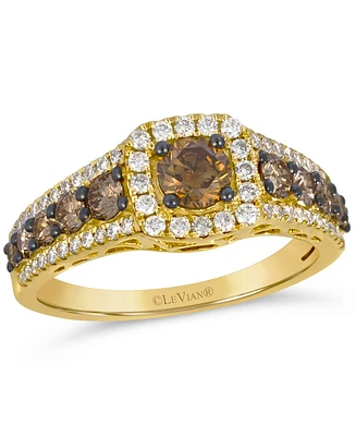 Le Vian Chocolate Diamond & Nude Diamond Halo Ring (1-1/4 ct. t.w.) in 14k Gold