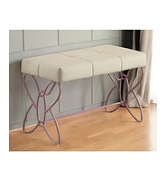 Tufted Faux Leather Upholstered Bench for Entryway, Bedroom, or Living Room