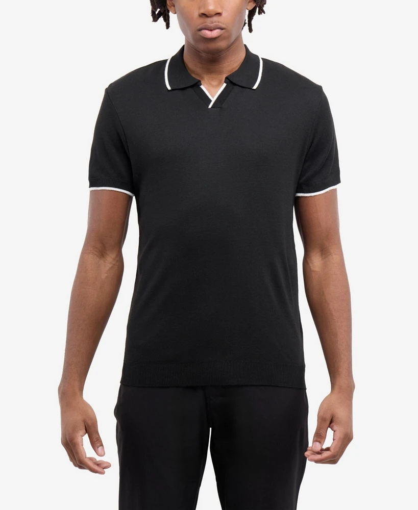 Spring + Mercer Men's Johnny Collar Short Sleeve Sweater Polo