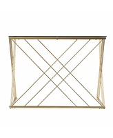 40" Clear and Gold Glass Writing Desk