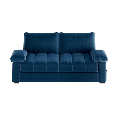 Yaheetech 2-Seater Velvet Couch with Pillow Top Arms, Blue