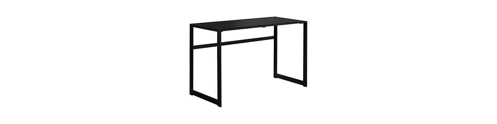 Rustic Wood Computer Desk with Open Storage and Cable Management