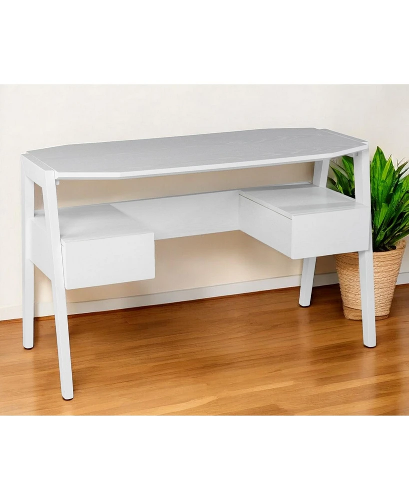 48" White Writing Desk With Two Drawers