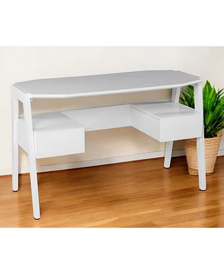 48" White Writing Desk With Two Drawers