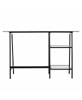 46" Clear and Black Glass Writing Desk