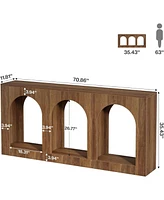Tribesigns 70.9" Console Table with Storage, Wood Entryway Entry 3 Arched Shelves for Foyer, Hallway, Living Room, Behind Couch Sofa,