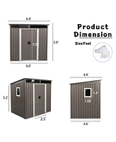 6 ft. x 5 ft. Metal Shed with Window Transparent Plate and Double Door
