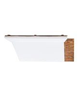 Indoor Minimalist Acacia Wood Right-Sided Sofa with White Cushions, Sandblast Finish