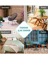 Egg Chair with Stand Indoor Outdoor Swing Chair Patio Wicker Hanging Egg Chair Hanging Basket Chair with Stand