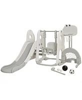6 in 1 Toddler Slide and Swing Set with Ball Games