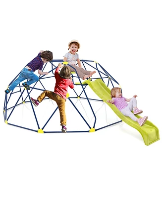 13.3 Ft Climbing Dome Geometric Dome Climber with Extended Wavy Slide and 2 Rest Platforms