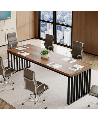 Tribesigns 6.5 ft Conference Table with Metal Legs for 4-6, Long Meeting Negotiation Training Seminar