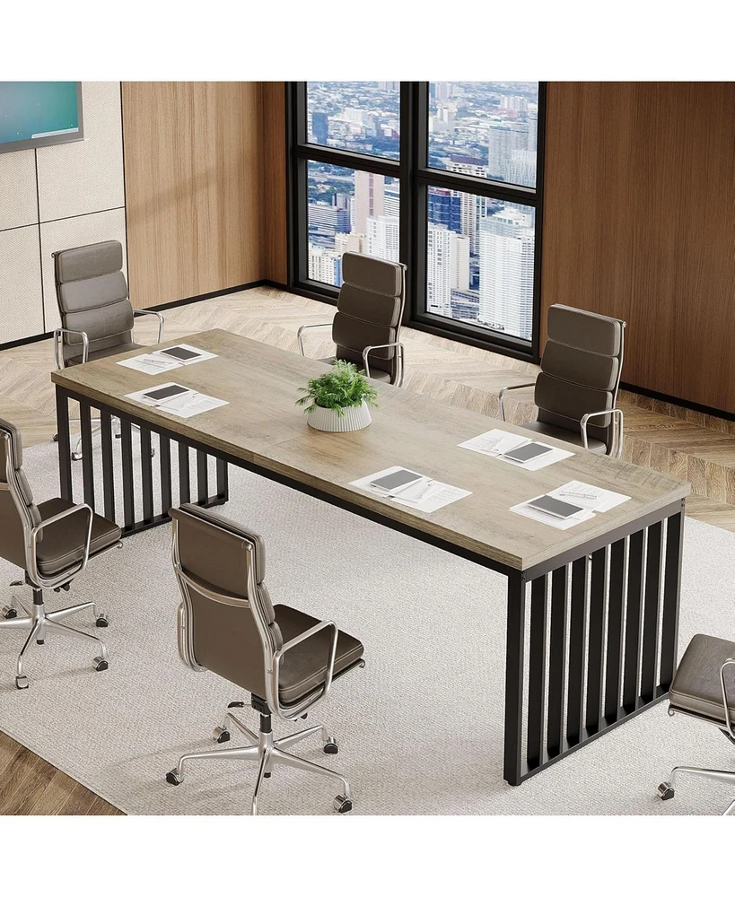 Tribesigns 6.5 ft Conference Table with Metal Legs for 4-6, Long Meeting Negotiation Training Seminar