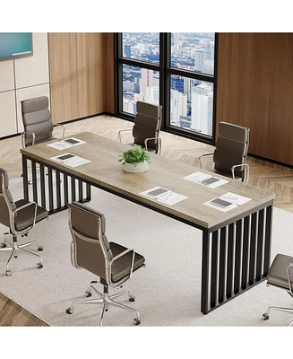 Tribesigns 6.5 ft Conference Table with Metal Legs for 4-6, Long Meeting Negotiation Training Seminar