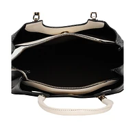 Women's Black Colourblocked Leather Handbag