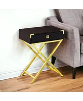 Rustic Wood and Metal End Table with Drawer – Modern Storage Solution