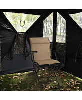 Foldable Swivel Patio Chair with Armrest and Mesh Back