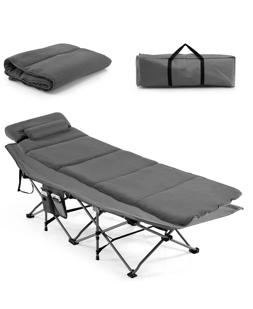 Folding Retractable Travel Camping Cot with Mattress and Carry Bag