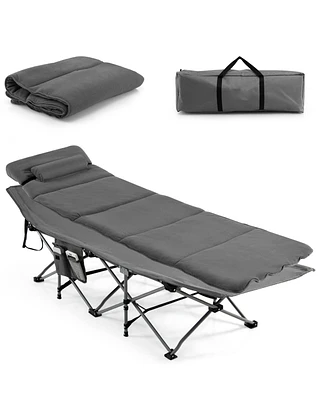 Folding Retractable Travel Camping Cot with Mattress and Carry Bag