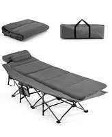 Folding Retractable Travel Camping Cot with Mattress and Carry Bag