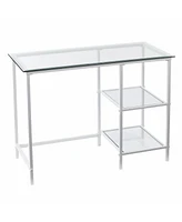 42" Clear and White Glass Writing Desk