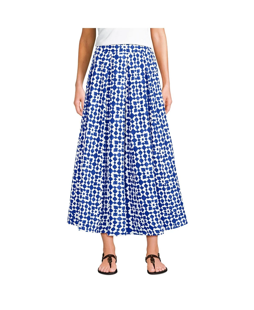 Lands' End Women's Poplin Godet Maxi Skirt - Set Bottom