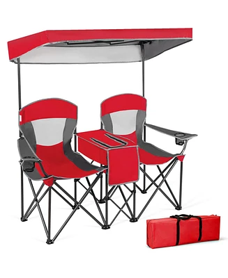 Portable Folding Camping Canopy Chairs w/ Cup Holder