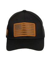 Generic Men's Usa American Flag Patch 6-Panel Black Pre-Curved Snapback Hat