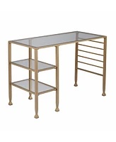43" Clear and Gold Glass Writing Desk