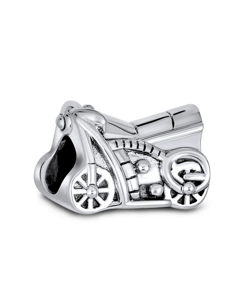 Bling Jewelry Biker Chick Motorcycle Charm Bead Oxidized Sterling Silver for European Bracelet